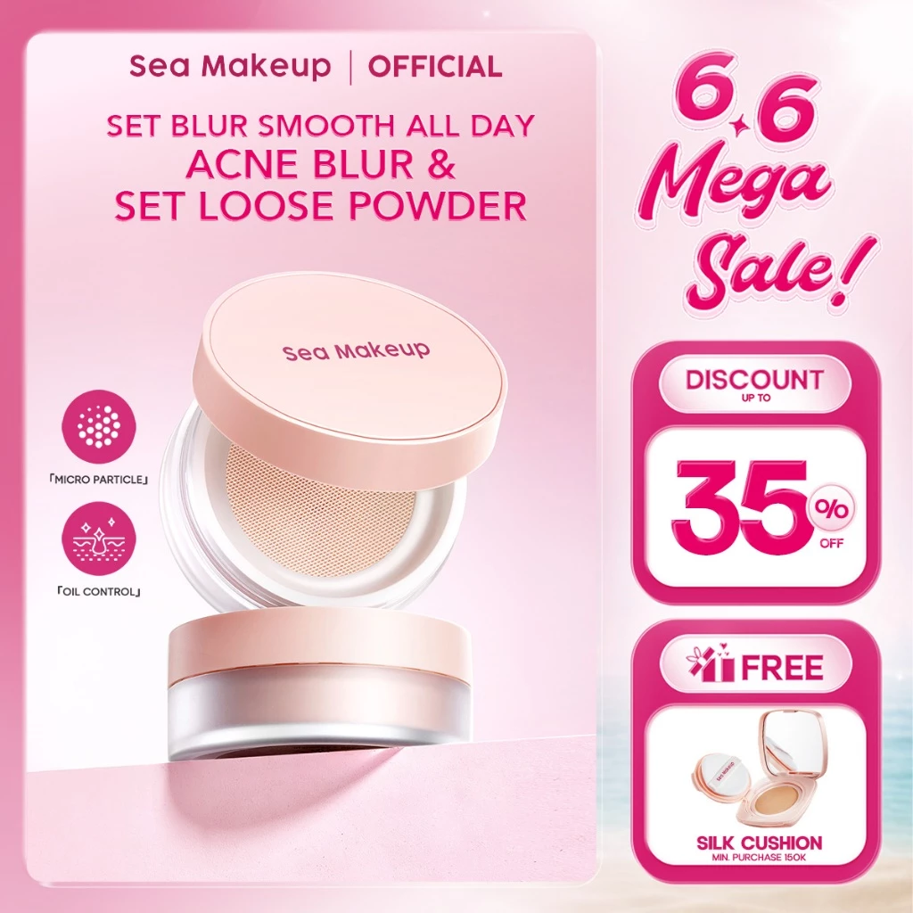 [FREE GIFT] Sea Makeup Acne Blur and Set Loose Powder – Bedak Tabur Oil Control dengan Butiran Halus, Setting Powder & Powder Foundation Natural