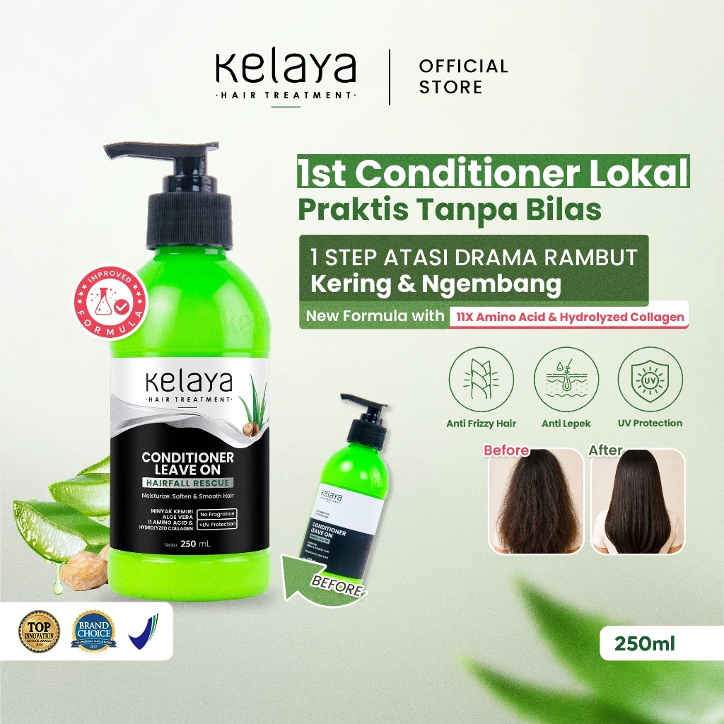 Kelaya Conditioner Rambut Leave On Atasi Rontok Anti UV 250ml Kondisioner Tanpa Bilas Pelembut