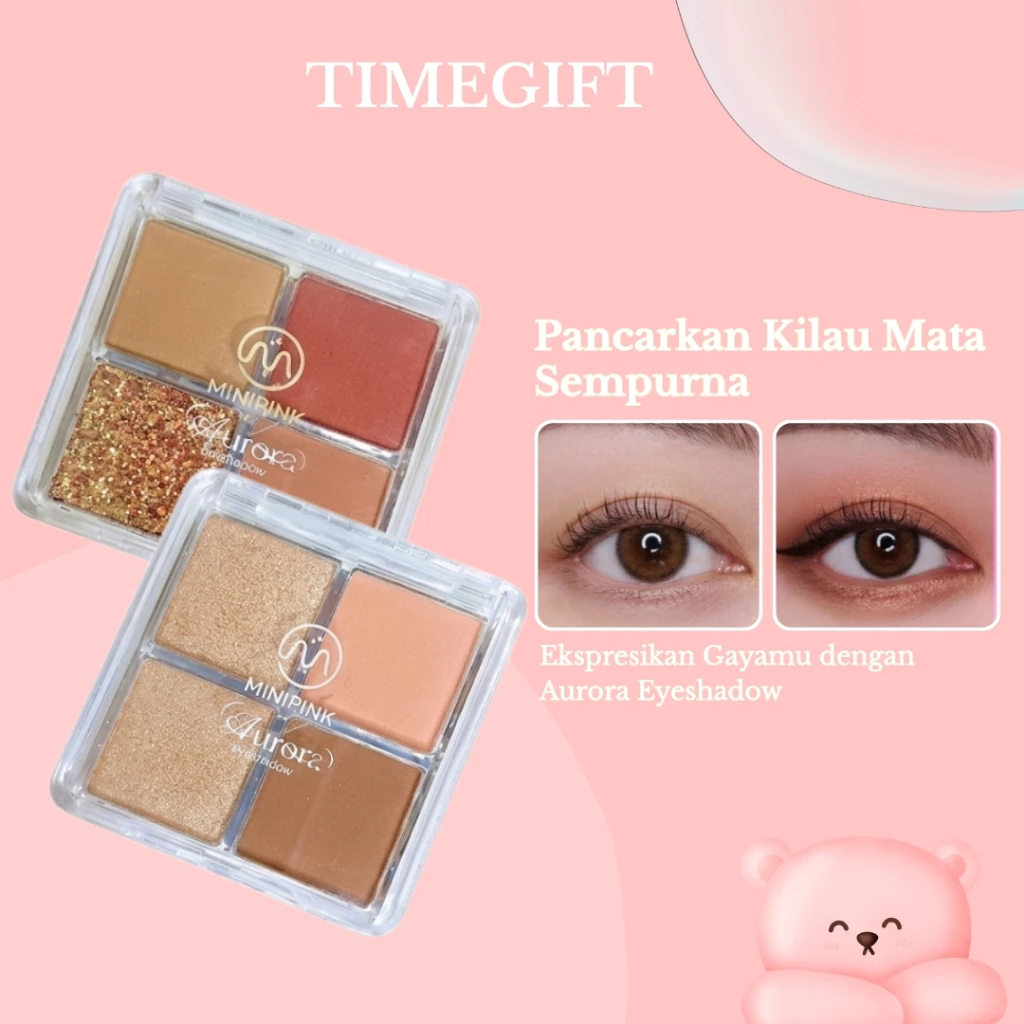 New Shimmer Aurora Eyeshadow Glitter Matte Palette 4 Warna Tahan Lama MP047