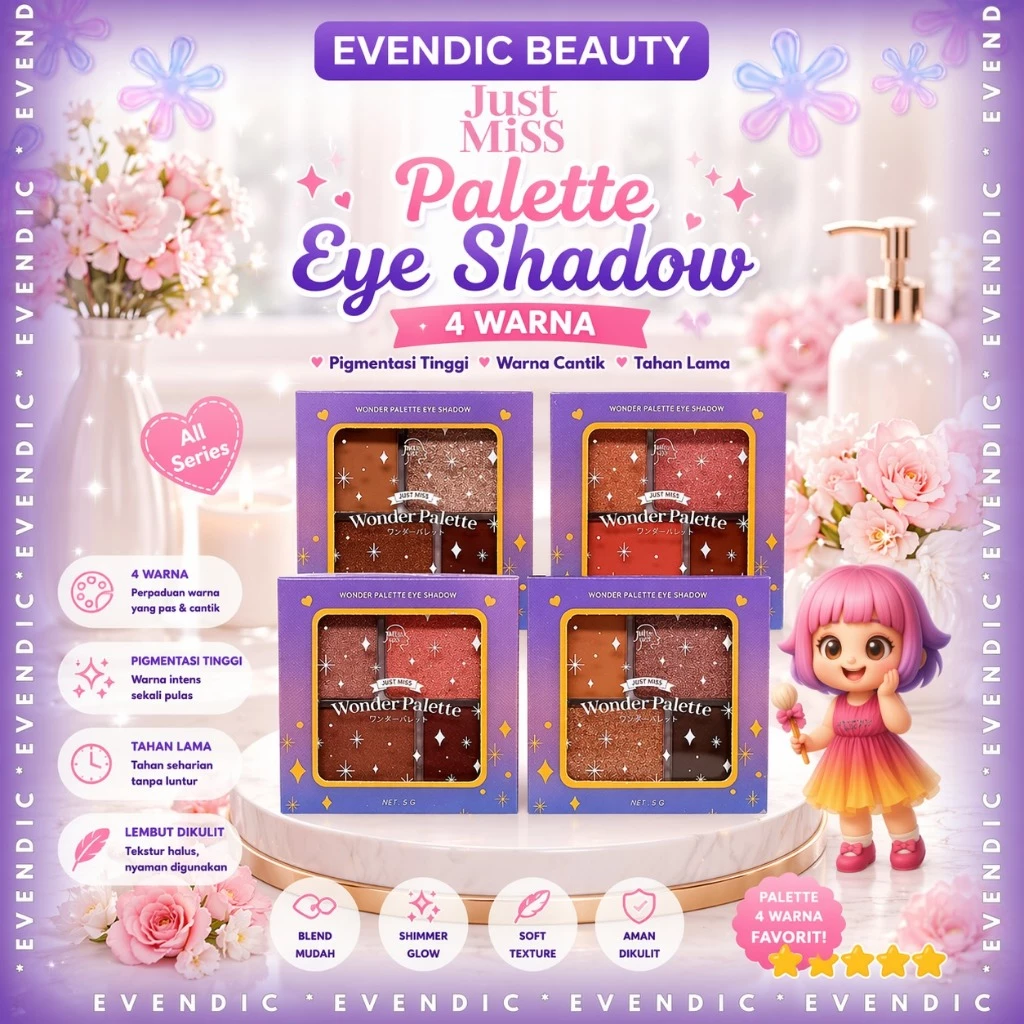 JUST MISS Wonder Palette Eye Shadow 4 Warna Makeup Mata Cosmetic Komestik Perona Mata | Evendic Beauty