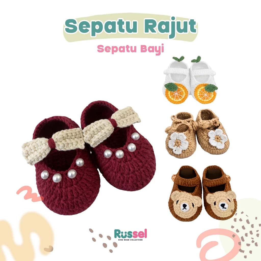 Sepatu Rajut Bayi Balita Laki Laki Perempuan All Size 0-12 Bulan
