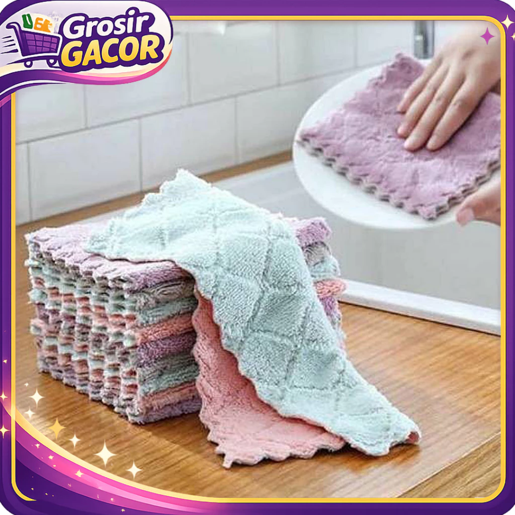 GROSIR Kain Lap Cuci Piring Microfiber Anti Minyak Serbaguna Kain Lap Serap Air Lembut Tidak Gores Praktis untuk Dapur dan Peralatan Masak