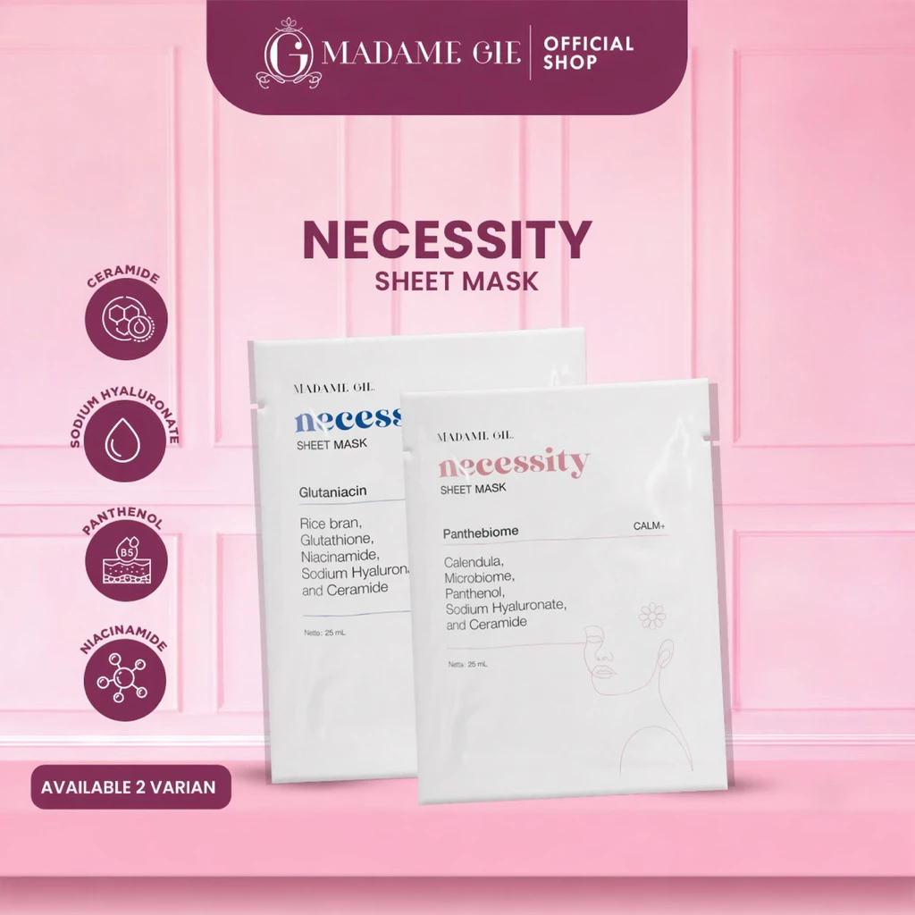 ‼️EXP2029‼️ MADAME GIE Necessity Sheetmask Masker Wajah Sheet Masker Acne Whitening Brigtening Anti Aging Moisturizing