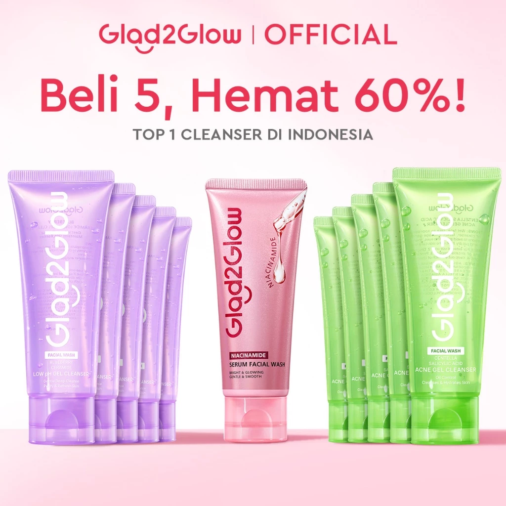 [Beli 5.Hemat 60%]Glad2Glow Facial Wash all Series-Low PH Gel Centella Mencerahkan Pencerah Wajah Anti Jerawat Penuaan Hilangkan Flek & Tenangkan face wash Pembersih Wajah Membersihkan kotoran dan minyak Menjaga pelindung kulit Mengobati Cleanser