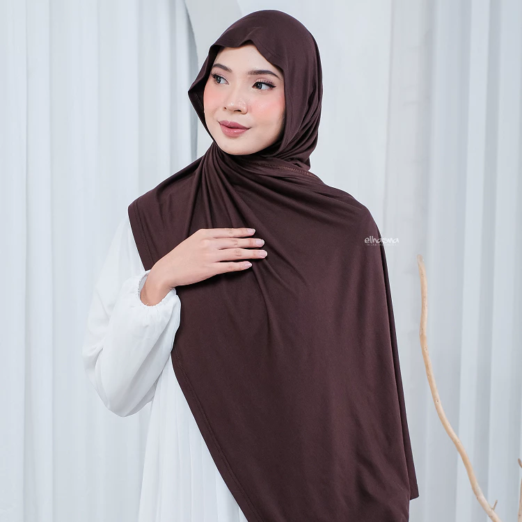 ELHASNA - Hijab Pashmina Rayon Kaos Premium | Turkish Shawl Elhasna Hijab Polos Adem | Hijab Indonesia Polos Kekinian Daily Wear Wanita | Hijab Pashmina Premium