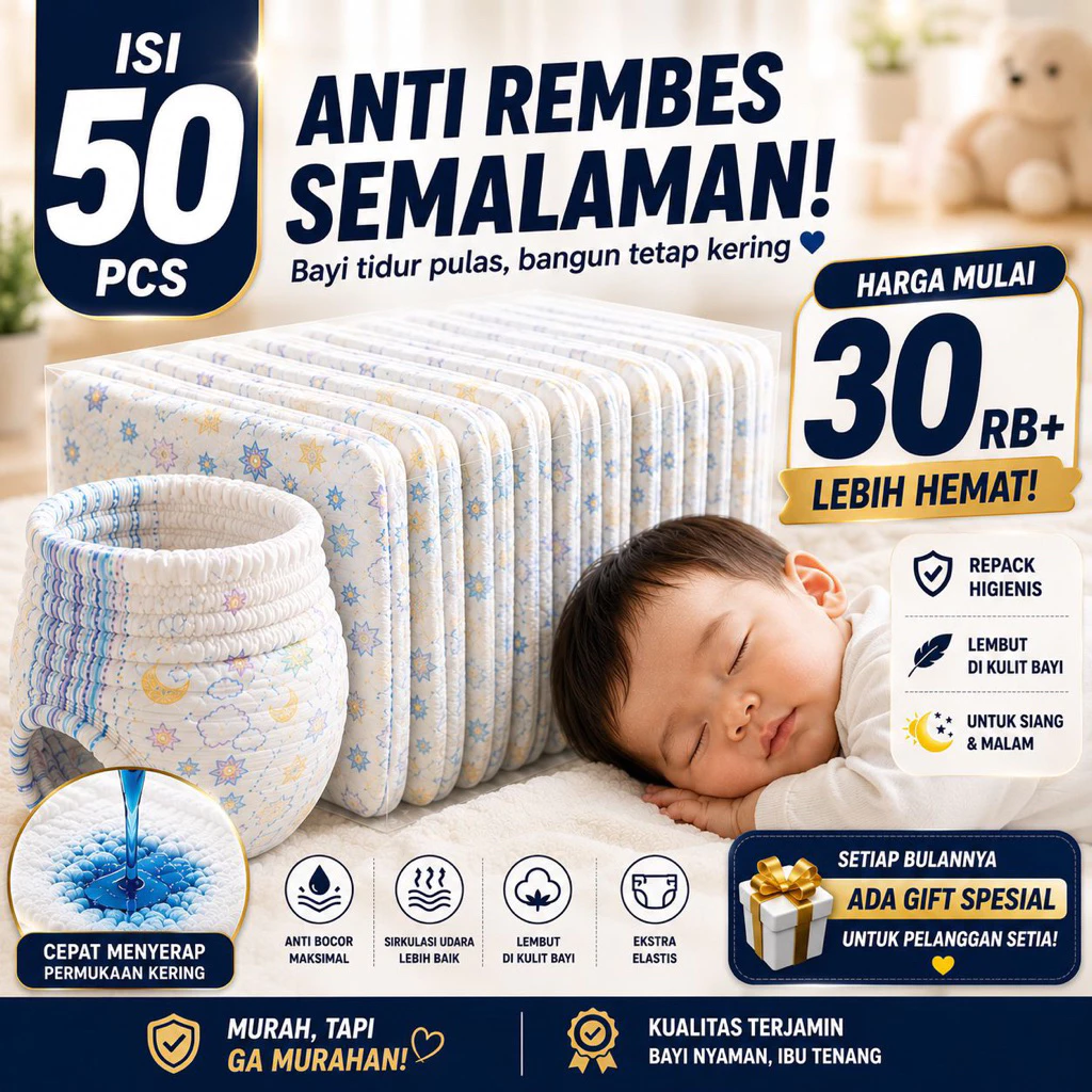 POPOK BAYI CELANA REPACK 50 PCS - Lembut Nyaman Size Lengkap Harga Hemat