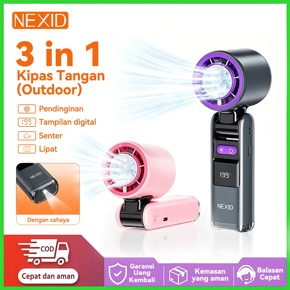 NEXID Kipas Genggam Semikonduktor Turbo Kecepatan Tinggi 199 Level Portable Mini Fan Pendingin Kompres Es Digital LED Display