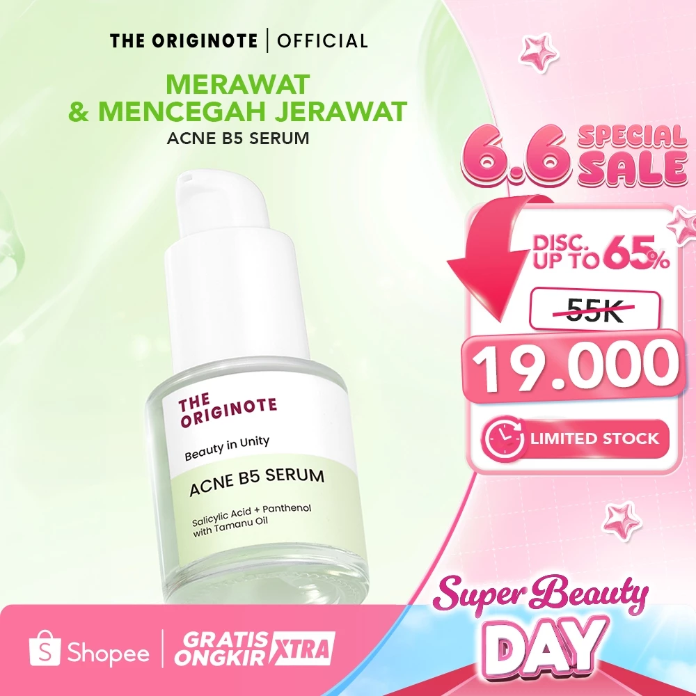 The Originote Acne B5 Serum - Serum Anti Acne untuk Merawat Kulit Jerawat Mencegah Pertumbuhan Jerawat Acne Treatment Solution Melembabkan Menghilangkan Bekas Jerawat Kulit Beruntusan dengan Salicylic Acid