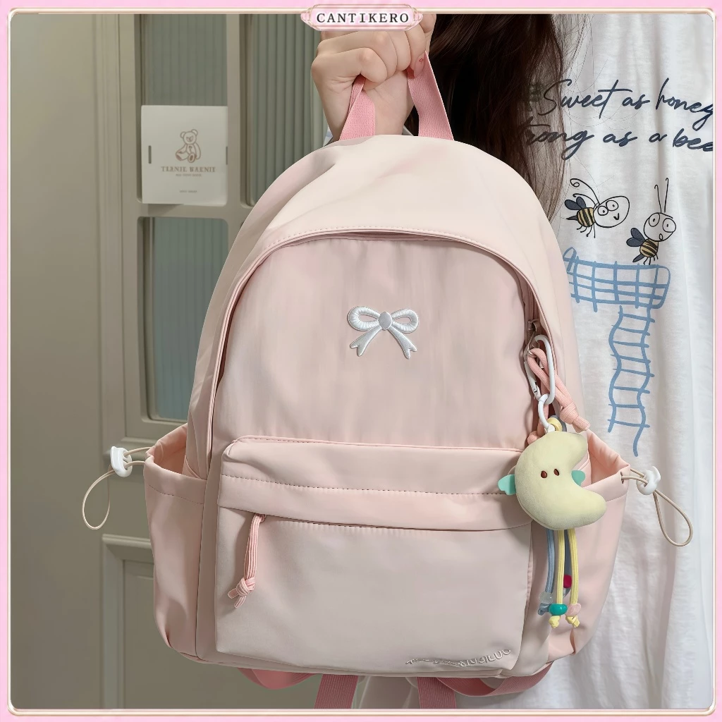CANTIKERO Tas Ransel Wanita Korean Style Aesthetic Cute Backpack Cewek Sekolah Kuliah Muat Banyak Trendy Viral 2026