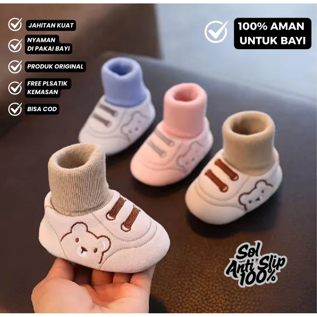 Sepatu kaos kaki bayi umur 0-12 bulan motip Panda lucu