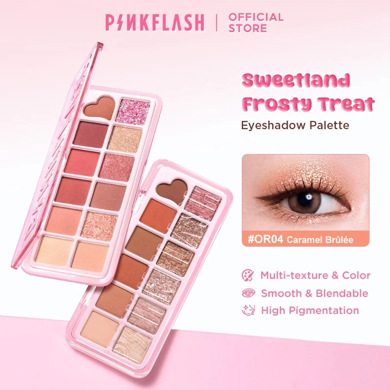 PINKFLASH Sweetland Frosty Treat 12 shades eyeshadow palette High pigment Fine and smooth powder Waterproof Long-lasting
