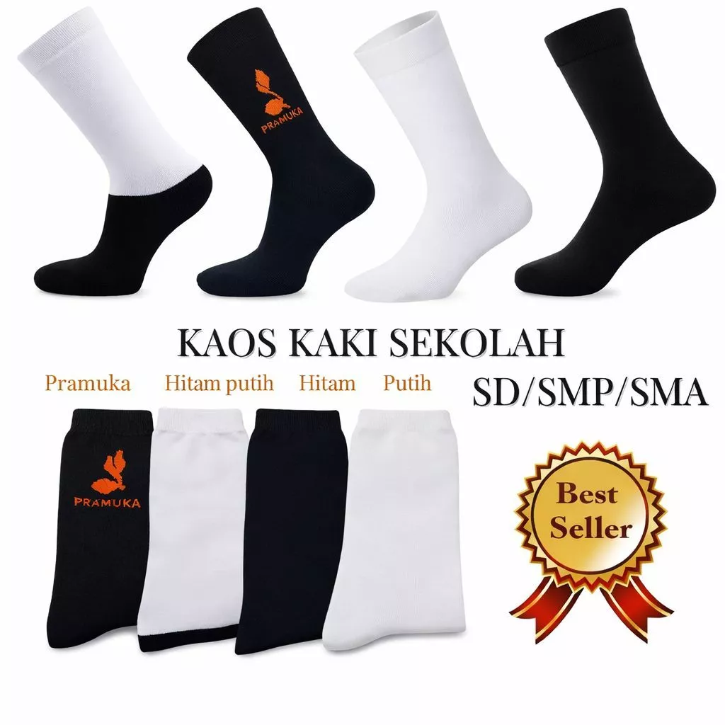 KAOS KAKI SEKOLAH SD / SMP / SMA (kaos kaki pramuka, kaos kaki hitam, kaos kaki putih)