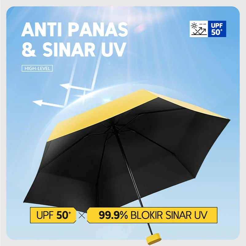 Daily Joy - Payung Mini Lipat Anti UV UPF50+ Premium Waterproof Ringan Praktis Travel Anti Panas & Hujan