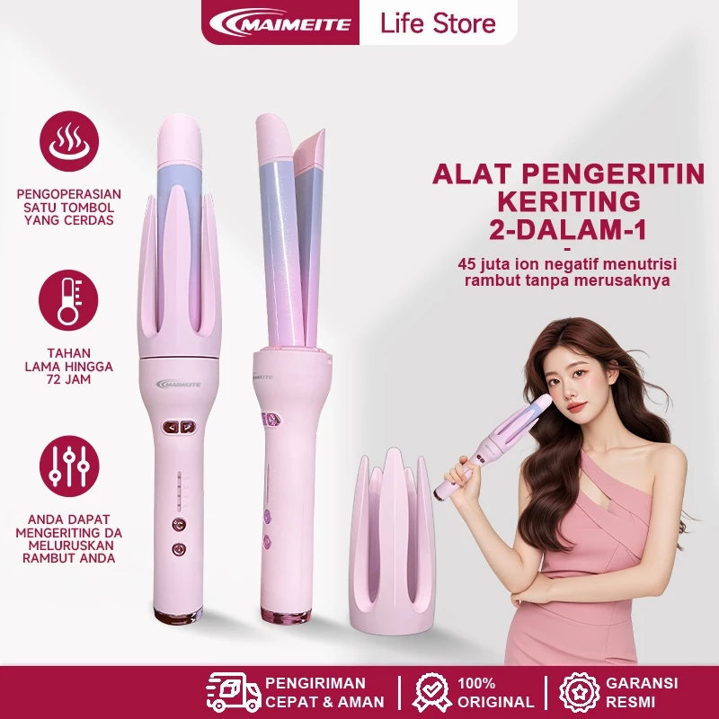 MAIMEITE Catokan Keriting Otomatis  2 In 1 Catokan Rambut Otomatis  Hair Straightener Keriting Rambut Desain Otomatis Anti Panas