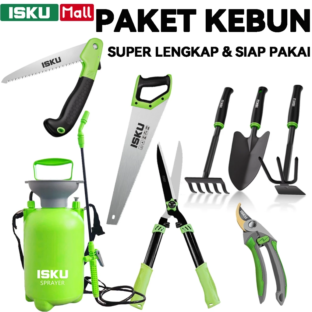 ISKU Alat Berkebun Gunting Pagar Rumput Set Gunting Dahan Ranting Pohon Gergaji Lipat Kayu