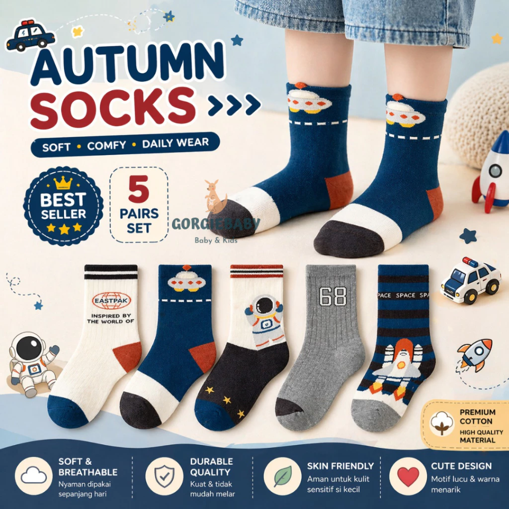 [GB] Kaos Kaki Anak Pendek Isi 5 Katun Murni Socks Gaya Korea 1-12 Tahun