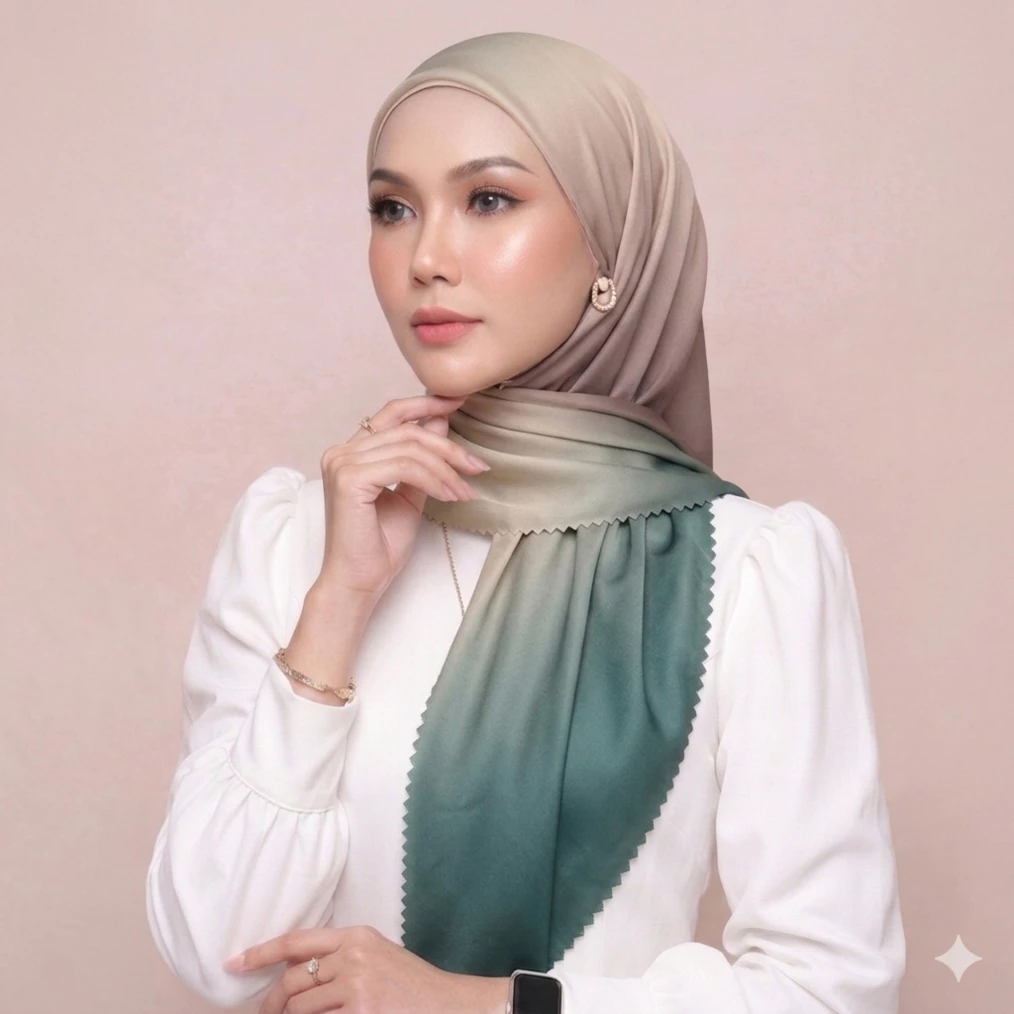 Hijab Gradasi Dua Warna - Hijab Segi Empat Motif Gradasi - Kerudung Segi Empat Motif - Voal Gradasi - Ombre - Premium - Adem - Nyaman- Anti Dengung Adzkiascarf.id x Pickme