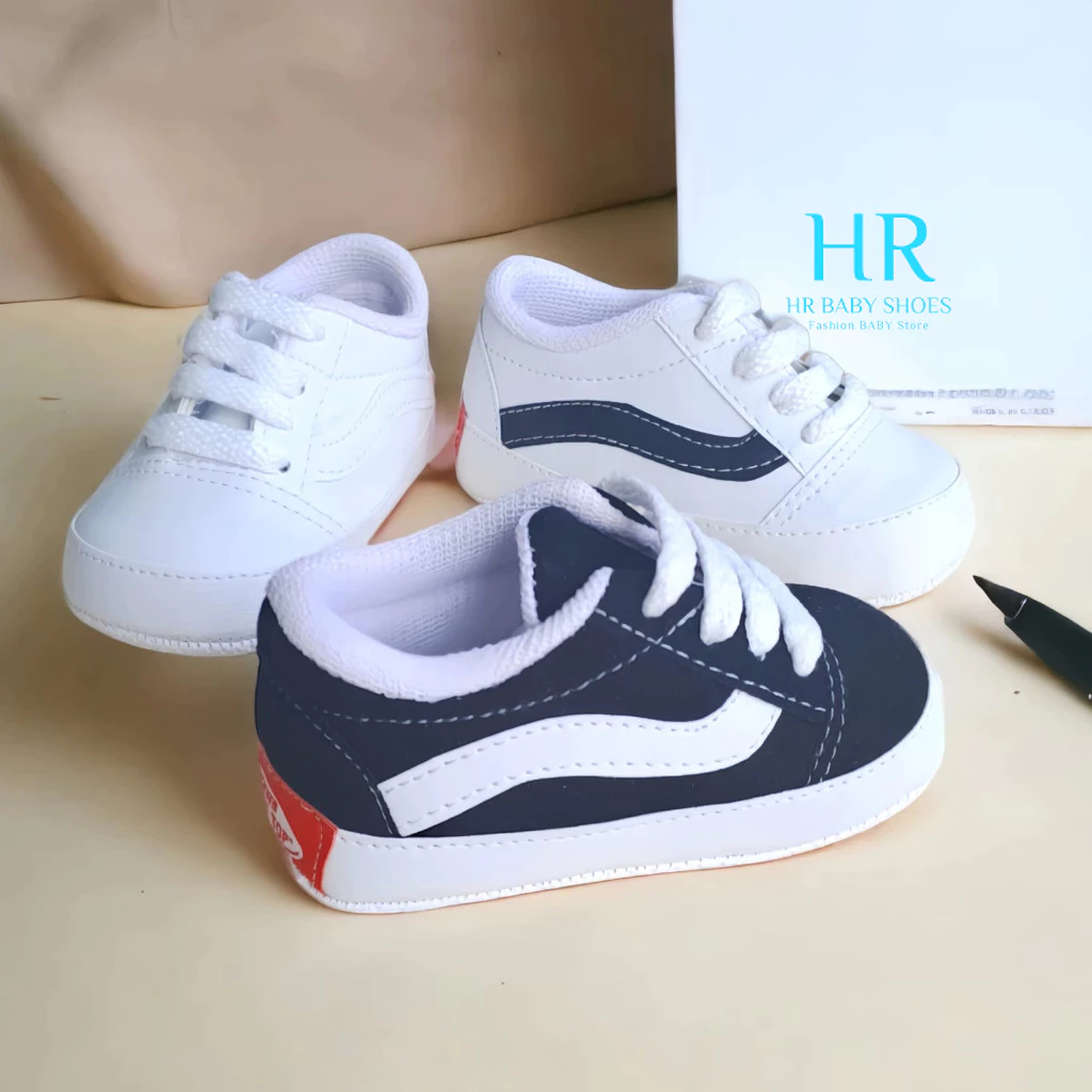 Sepatu Baby Boy 0 6 Bulan Prewalker Vns Black Newborn Unisex Tali Sneakers