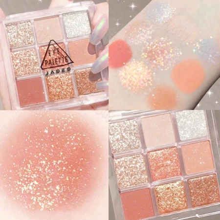 Korean Eyeshadow Palette 9 Warna Korean Eyeshadow Glitter Pallete Matte Eyeshadow untuk Look Natural hingga Dramatis Mudah Blend Tahan Lama Murah - COD
