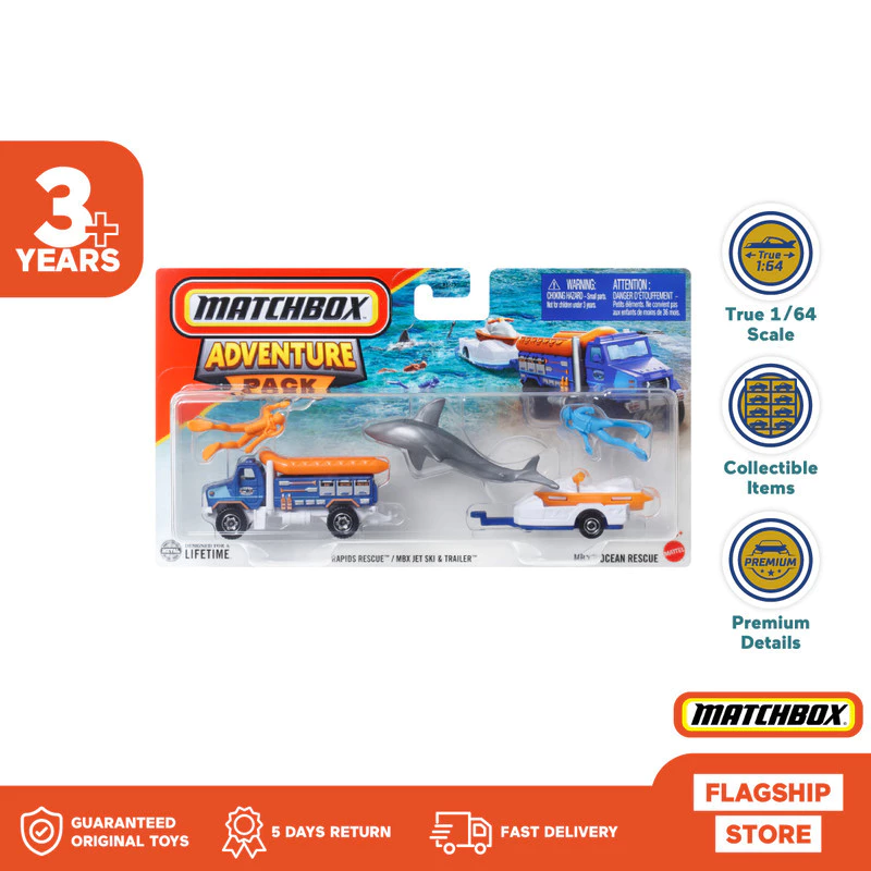 Matchbox Adventure Pack Rapids Rescue & MBX Jet Ski Trailer - Mainan Mobil Balap