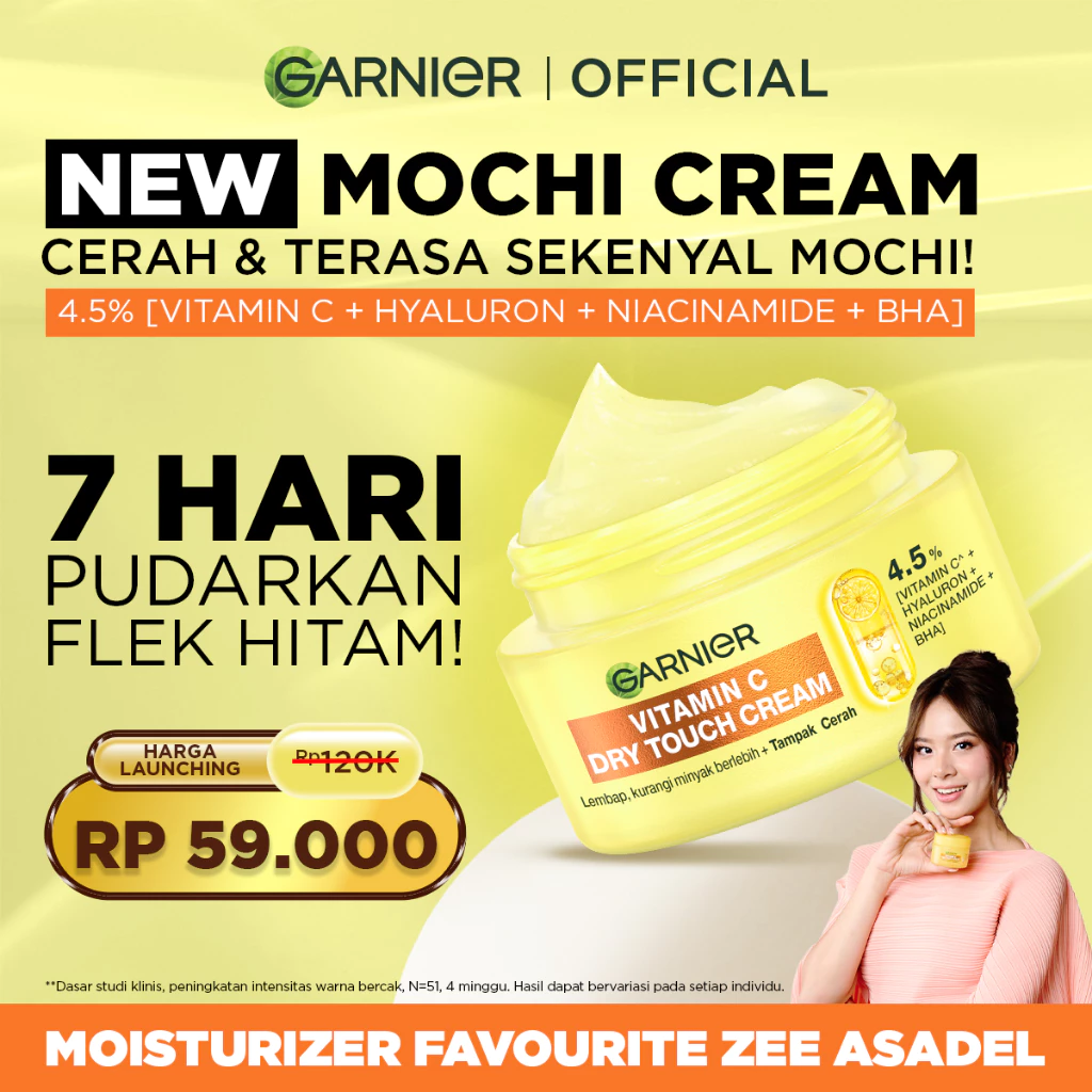 [HOT SALE] GARNIER Mochi Dry Touch Cream 50ML Moisturizer Pelembab Wajah 4.5% Vitamin C / Niacinamide / Salicylic Acid Skin Barrier Skincare Set Krim Siang Krim Malam Day Cream Serum Tone Up Cream Pemutih Wajah Soothing Balm Kulit Kering
