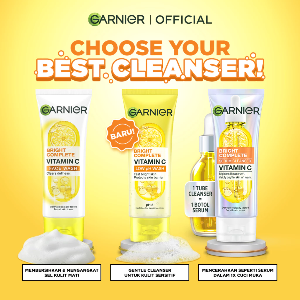 [HOT SALE] GARNIER Facial Wash ISI 2 ALL VARIANT 100ML Vitamin C Ceramide Anti Jerawat Skincare Pembersih Wajah sabun cuci muka sabun muka glowing dan memutihkan Bright Complete Sakura Glow Face Wash