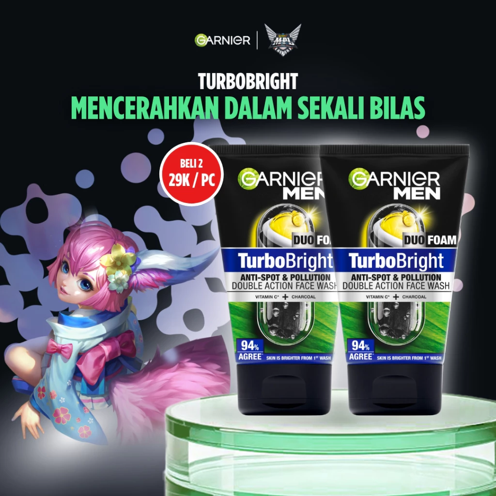 [PAKET HEMAT ISI 2] GARNIER Men Facial Wash Turbo Bright Super Duo Foam Skincare 100ml Sabun Cuci Muka Pria Face Wash Pembersih Wajah Sabun Muka Glowing dan Memutihkan