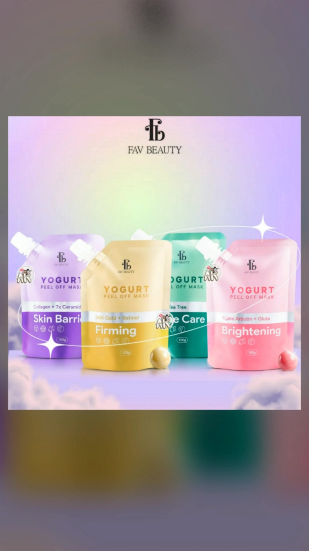 FAV BEAUTY FB YOGURT PEEL OFF MASK SERIES ( BRIGHTENING / ACNE / SKIN BARRIER / FIRMING ) #skincareroutine #Beauty&Fashion #Perawatan&Kecantikan #Diskon70Persen