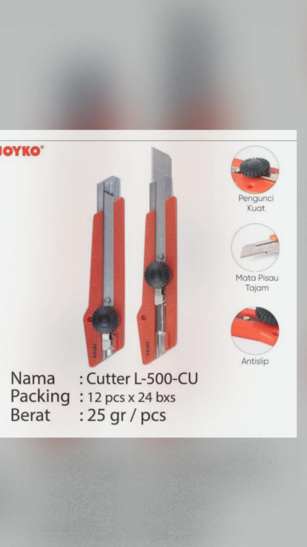 Cutter Joyko L-500-CU #cutter #joyko #alatpembukutembok #alatpertukangan #RacunShopee #SpillRacunShopee #DiskonRacunShopee #Cashback40Persen