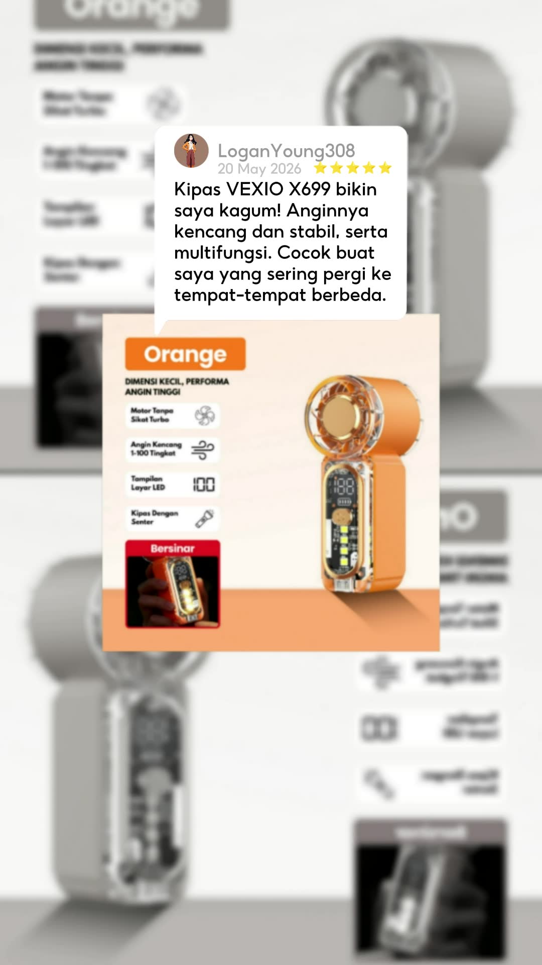 Kipas angin mini praktis untuk semua situasi #kipasportabel #leddisplay #modeSOS #kesejukaninstant #VEXIOX699