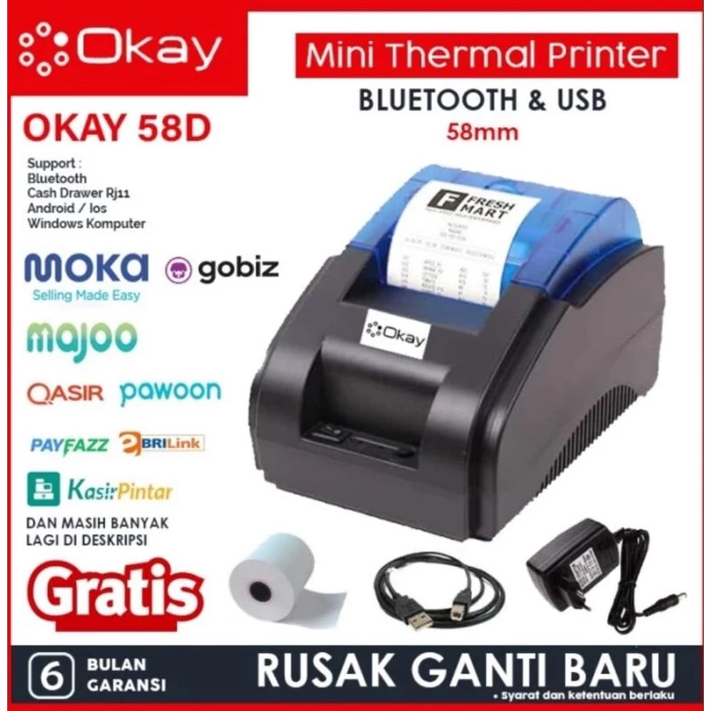 Printer bluetooth mini printer thermal 58MM pos kasir ppob printer termal