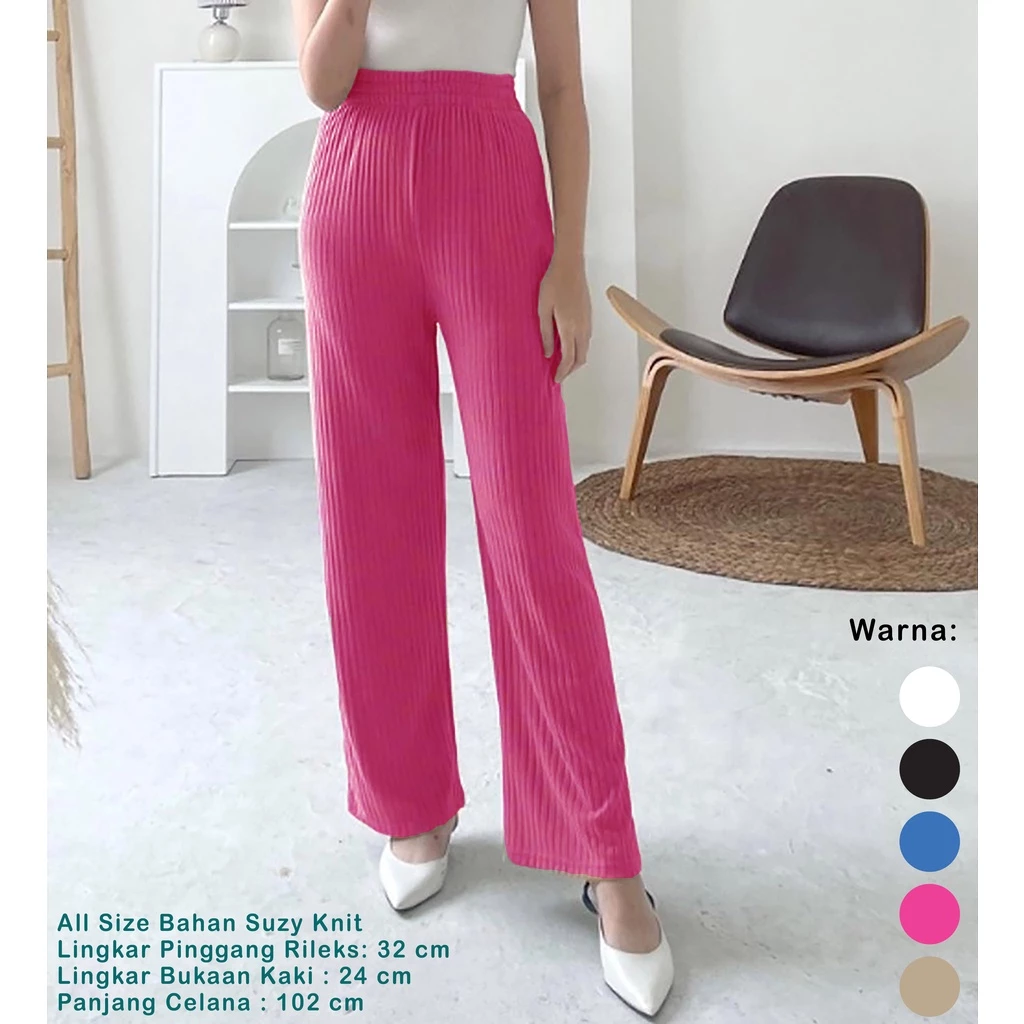 Celana Kulot Knit Berkualitas - Kinan Knit Culotte Pants Premium - Black