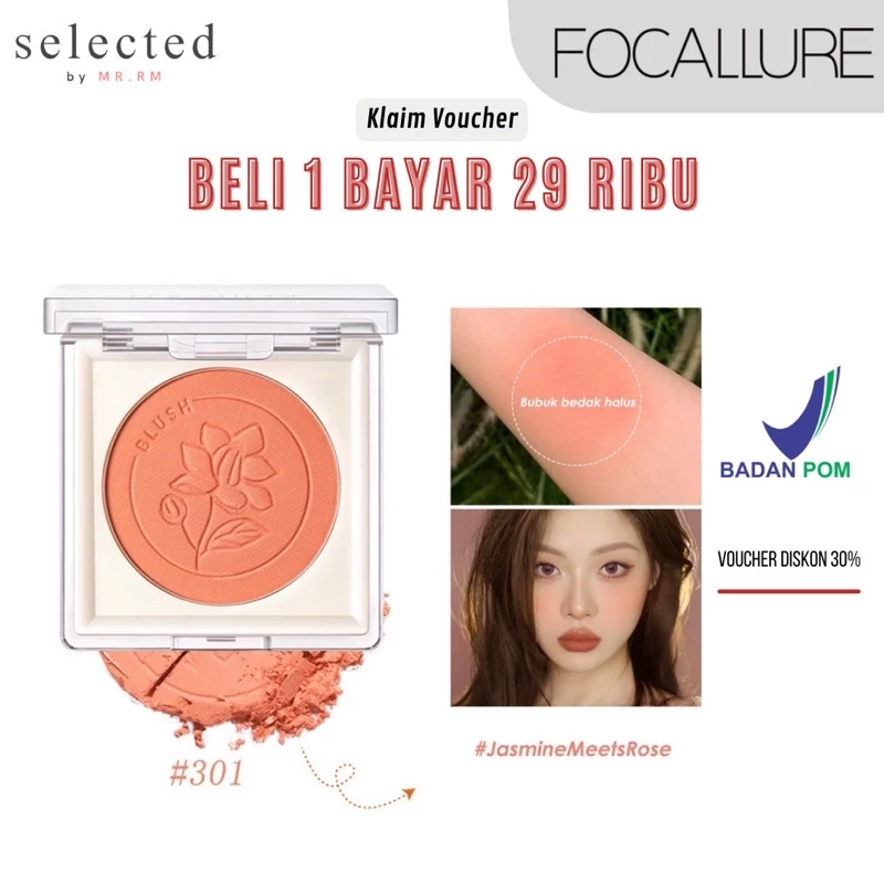 FOCALLURE #JasmineMeetsRose Blusher Natural Matte Blush On Wajah