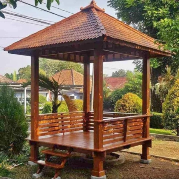 Gazebo Gasebo Kayu Jati Ukuran 2X2 2X3 Dan 3X3 M  Atap Sirap Kayu Ulin