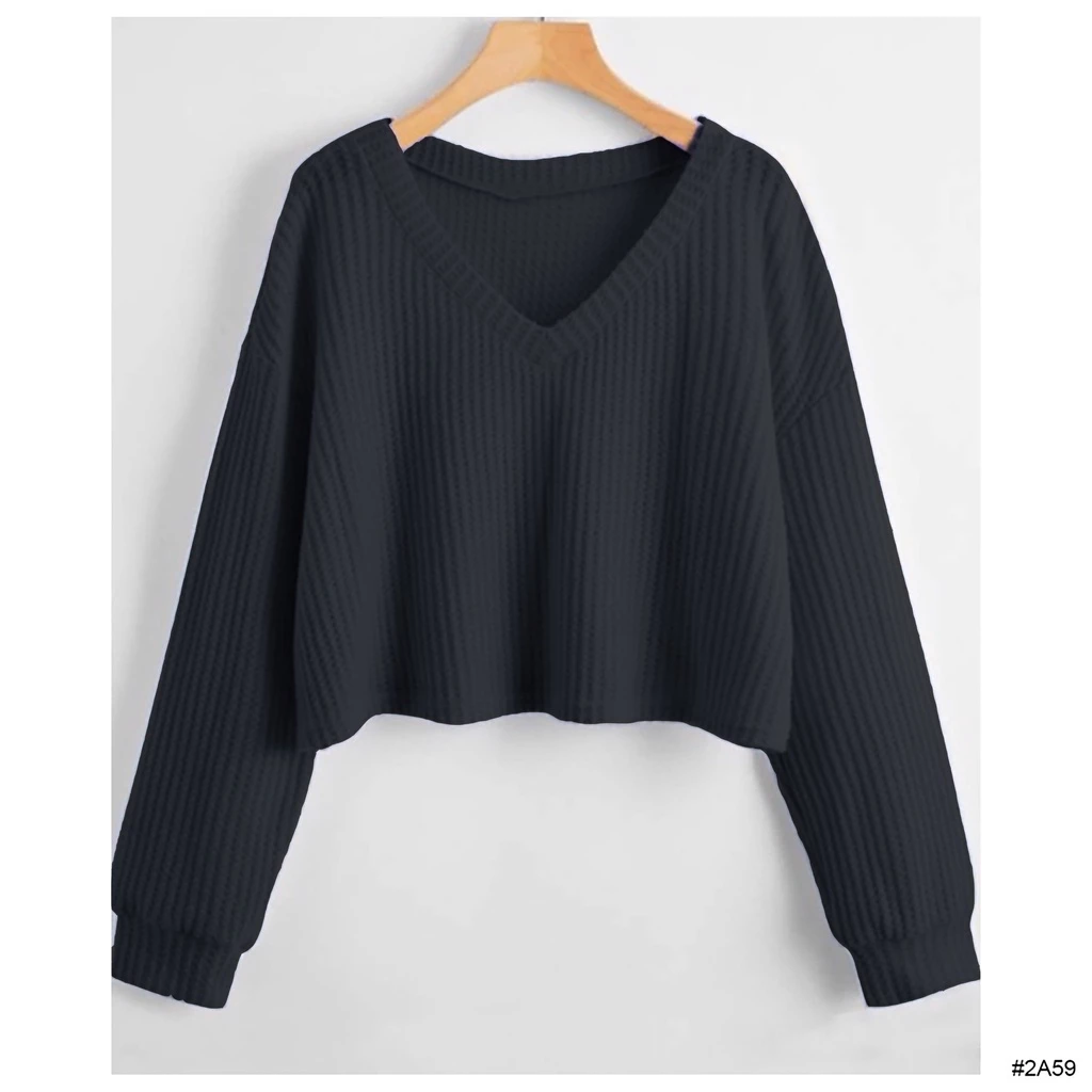 COD - LMJ Fashion Tshirt V-neck Waffle Knit Tee #S-001