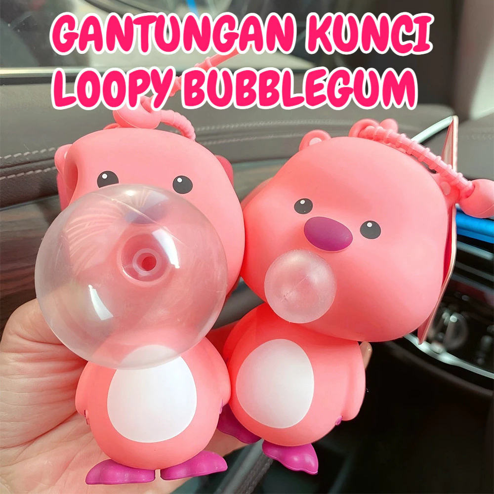 Gantungan Kunci Karakter Loopy Blow Bubbles Mainan Squishy Lembut, Gantungan Ransel & Dompet Anak