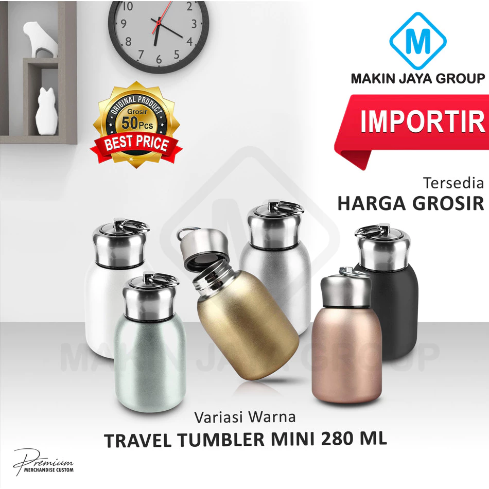 Aestetic Tumbler Mini Coffee 280ml Botol Air Minum Koi Stainless Mug Mini Portable Tahan Panas Dingin
