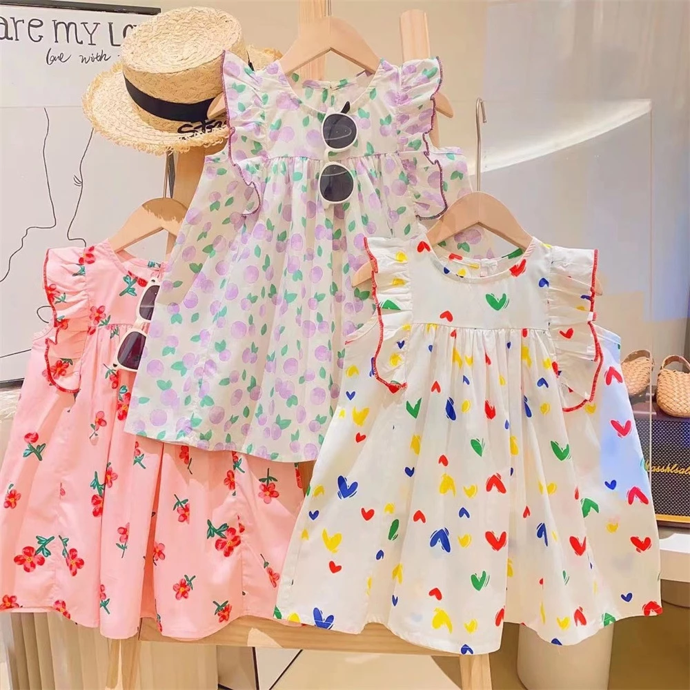 Haasya Kids 1-6 Tahun Gaun Anak Perempuan Musim Panas Katun Tipis Gaun Pantai Anak Anak