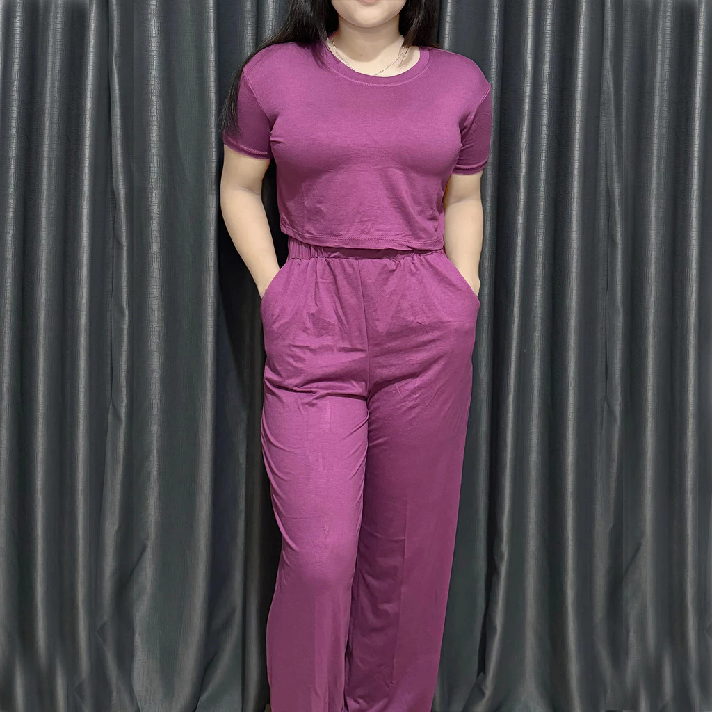 (COD) LMJ One Set Crop Top Woman / Setelan Atasan dan Bawahan (Celana Panjang) Wanita - #3939