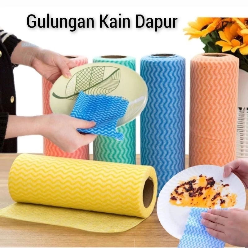 Tisu lap serbaguna / tissue gulung dapur / Tisu dapur warna / Tisu Gulung Kain Lap Pembersih Sekali Pakai Bahan Kain