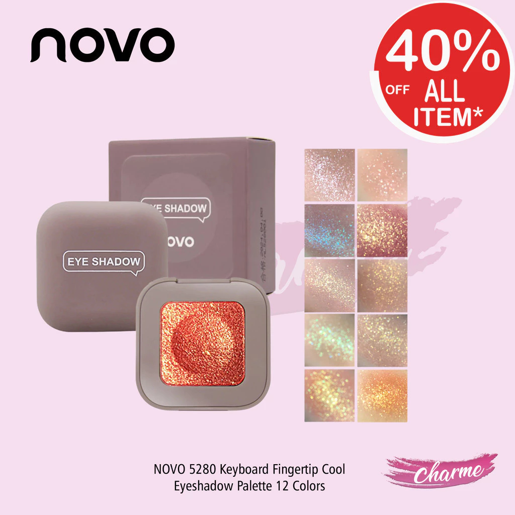(READY & ORI) NOVO 5280 Keyboard Fingertip Cool Eyeshadow Palette 12 Colors