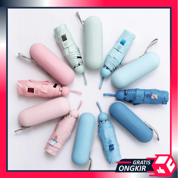 Gratis Ongkir -  P6596 Payung Lipat Anti UV /  Payung dengan UV Protector / Foldable Umbrella / Payung Lipat Portable Motif dan Polos