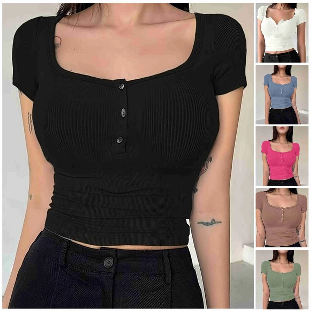 COD Short Sleeve Blouse Korean with Buttons - #43