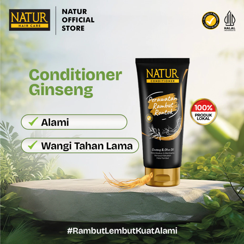 Natur Conditioner Ginseng 160 ml - Kondisioner Kekuatan Helai Rambut Rontok / Anti Hair Fall / Menguatkan Akar Rambut