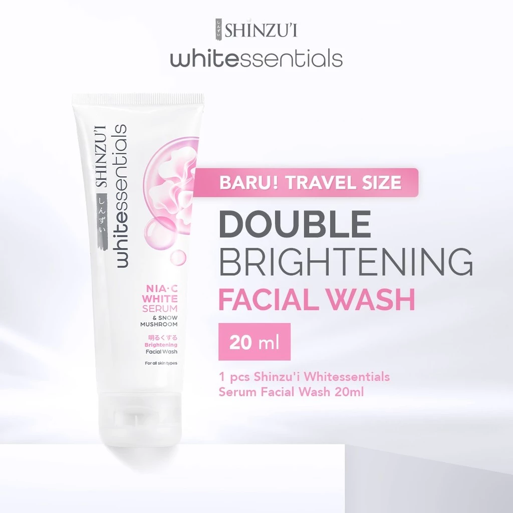 Shinzui WhiteSSentials Double Brightening Facial Wash Snow Mushroom 20 ml Travel Size