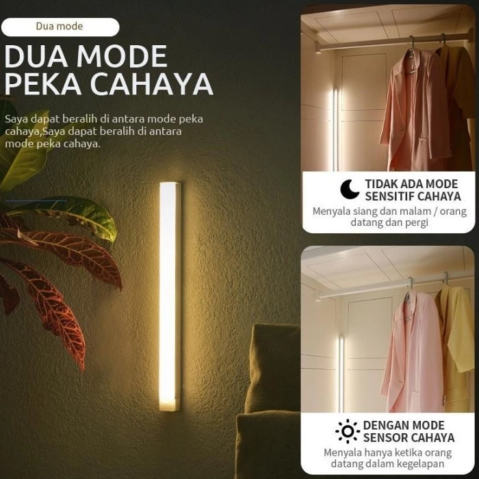 AutoShope Lampu Led Slim Warn White Portable Recharge Charge Magnet Tempel Sensor Gerak 50cm Lampu Sensor Gerak Magnetic Motion Detektor Lampu Tidur Dapur Tangga Lemari Stick Multifungsi Belajar Baterai Darurat Camping 10 20 30 50 cm 10CM 20cm 30cm 50cm