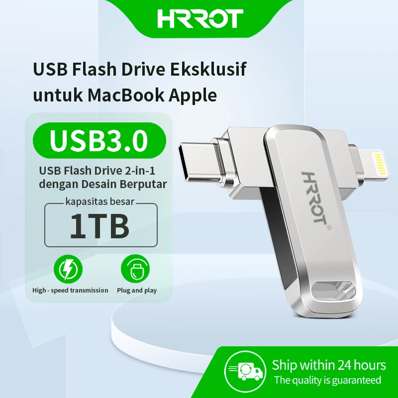 Flashdisk Ponsel 2in1 iOS Typec OTG Metal Flashdisk 32GB 64GB 128GB 256GB 1TB Rotary Pen Drive Untuk iPhone Android