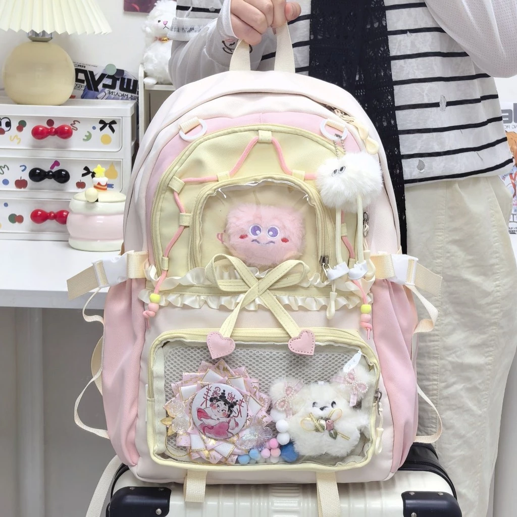 (ready)Tas ransel Ins transparan berkapasitas besar untuk perempuan Tas Cewek Korean Style Import Fashion Tas Sekolah Kekinian Backpack