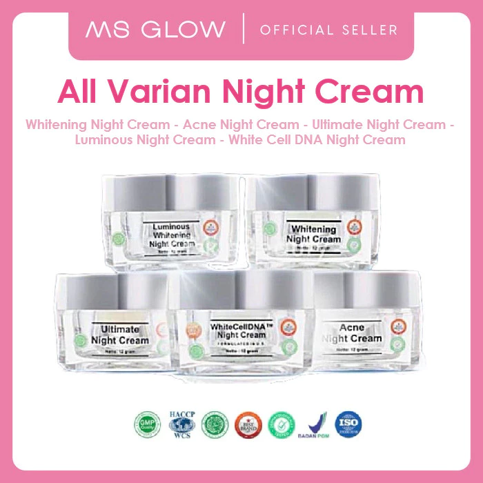NIGHT CREAM Whitening Acne Ultimate Luminous Whitecell DNA WCD Sunwhite Krim malam Siang Pro msglow untuk Mencerahkan Jerawat Flek Day Sabun Golden Facial Wash Beauty Toner Glowing Maker Fight Barcode Bisa Scan