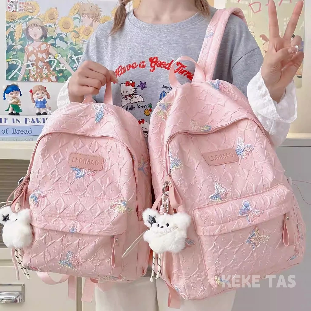 COD Tas Ransel Wanita Terbaru 2026 Kekinian Tas Sekolah Wanita Pink Backpack Korea Aesthetic Siswa Fashion Import Backpack Tas Ins Fashion Tas Ransel Mini Wanita Tas Sekolah Anak Perempuan Smp Tas Sekolah Sma Korean Style Ransel Traveling Tas